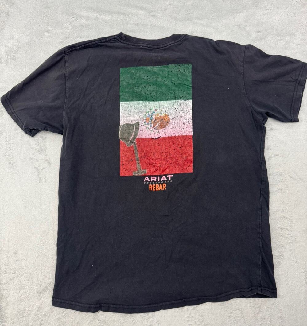 Ariat Rebar Men's Work T-Shirt Short Sleeve Cotton One-Pocket Black size Large